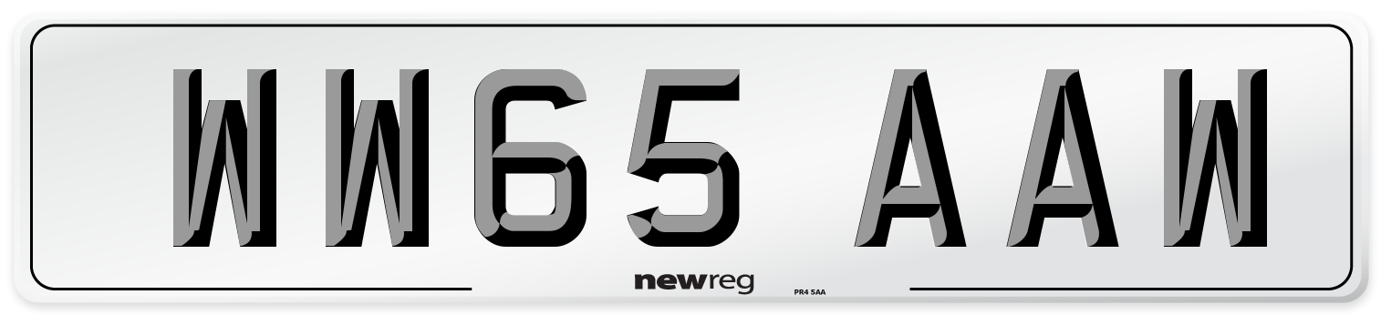 WW65 AAW Number Plate from New Reg